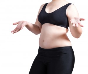 woman show body fat