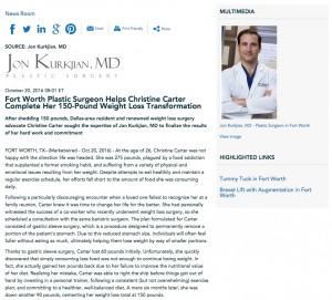 Dr. Jon Kurkjian performed abdominoplasty and augmentation-mastopexy to help Christine Carter reach her post-bariatric surgery goals.