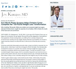 Dr. Jon Kurkjian performed abdominoplasty and augmentation-mastopexy to help Christine Carter reach her post-bariatric surgery goals.